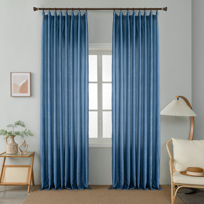 Curtain ready with tressa-270x280cm  #6019-4, Blue, medium