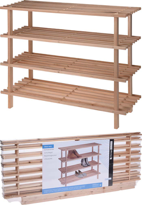 Shoe rack fir wood 4 layers, , medium