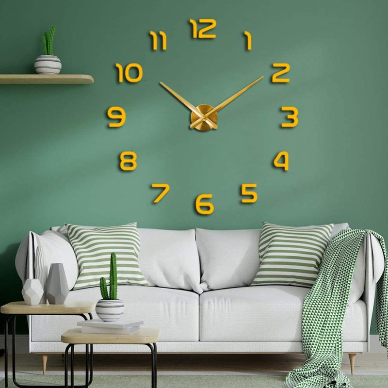 Diy clock – 12s002-gf χρυσό διακοσμητικό ρολόι τοίχου 3d με εφέ καθρέφτη – cb, , medium-null