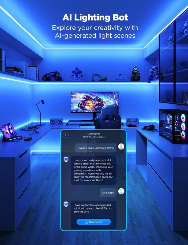 Govee gaming wall neon rope light 5m (wall lining), , medium-null