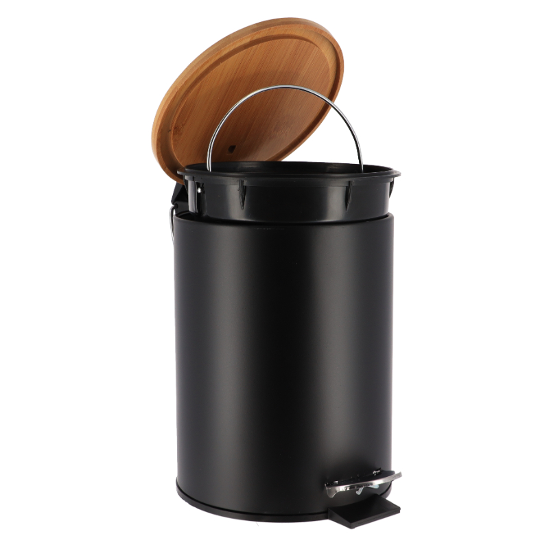 Tendance metal bin - black/bamboo, , medium-null