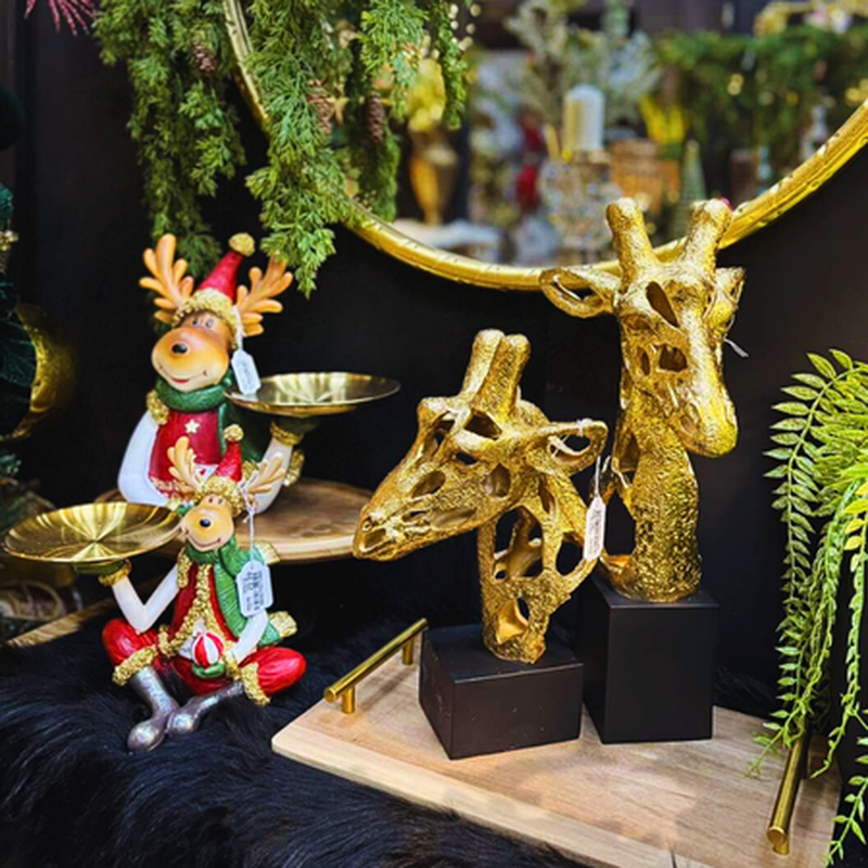 Polyresin gold black camel 21x19x43cm, , medium-null