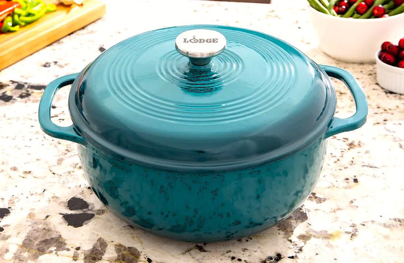 Product image: Lodge enamel cast iron pot 5.68 lt - lagoon with loop handles, , medium-null