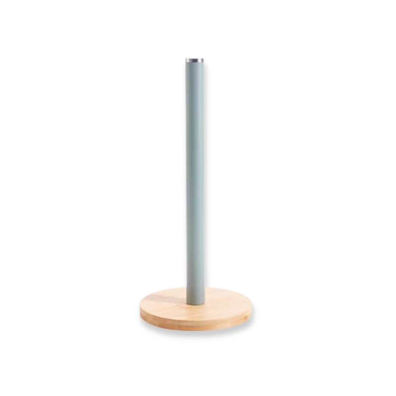 Oriana ferelli metal paper towel holder with bamboo base 15x34cm beige 059032-null