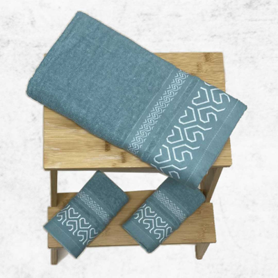 Towel set 3pcs zik-zak #t02, Skyblue, medium
