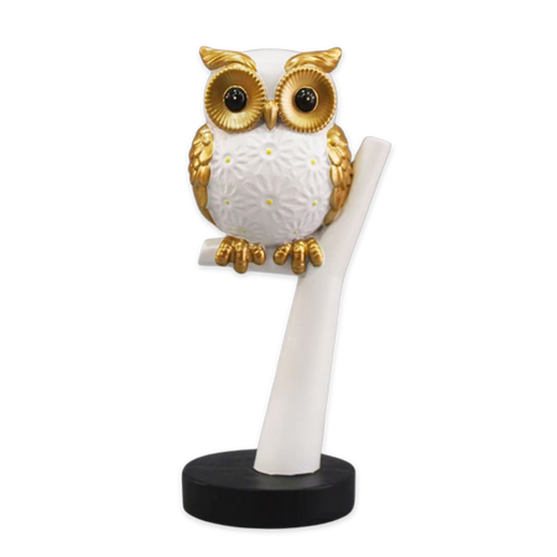 Product image: Polyresin gold white owl 10x8x21cm, , medium-null