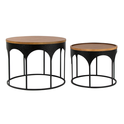 Black metal set of two coffee tables