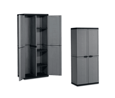 Keter jolly multipurpose tall black / grey garden plastic storage cabinet, , medium