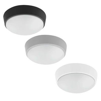 Sunlight led 10w bulkhead light round plastic black/grey/white 700lm 3cct ip54 ø215xh80mm
