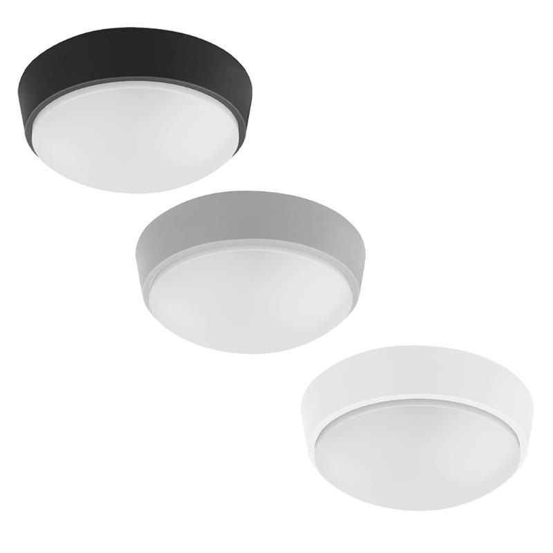 Sunlight led 10w bulkhead light round plastic black/grey/white 700lm 3cct ip54 ø215xh80mm, , medium image number null