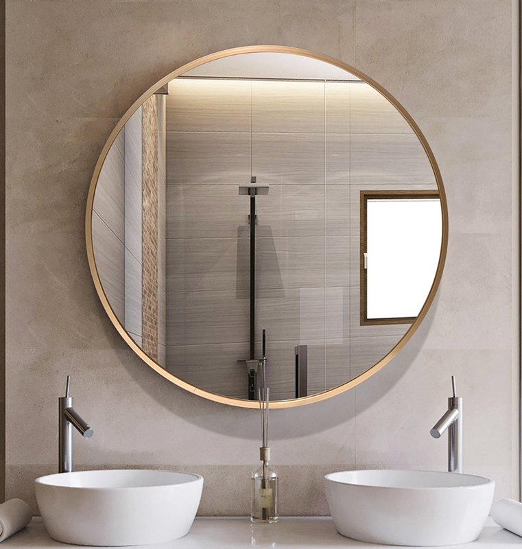 Round mirror with gold aluminium frame ⌀600mm, , medium-null