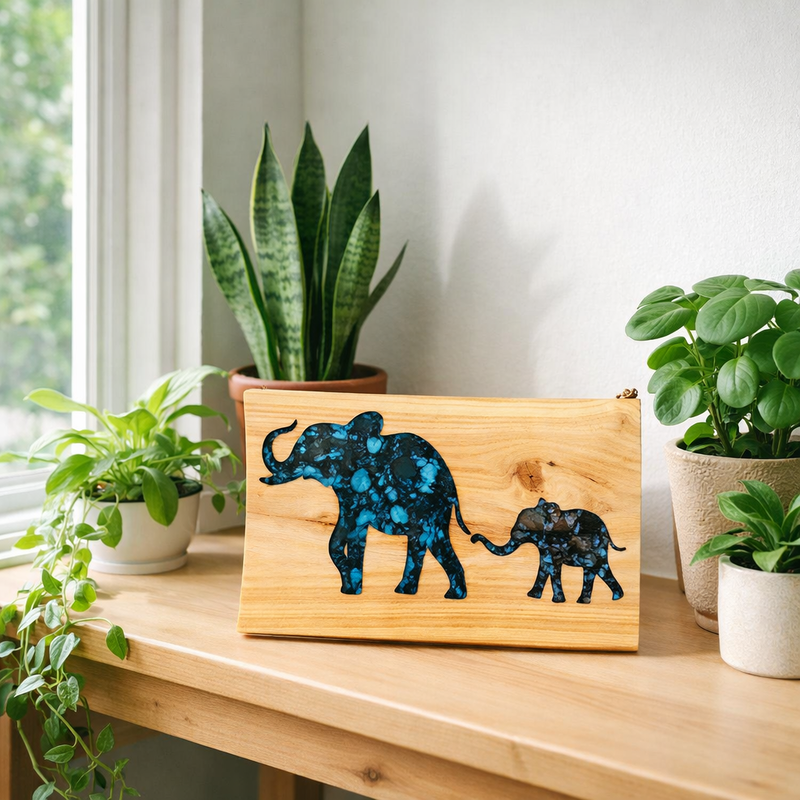 Elephant mother and baby wall art, , medium-null
