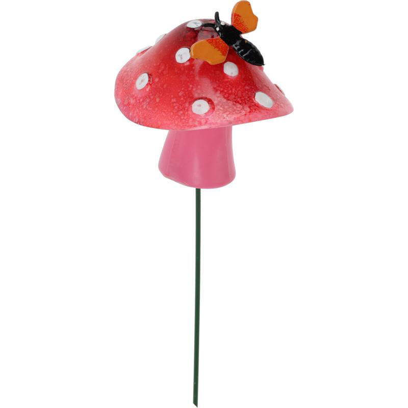 Garden stick plastic mushroom - assorted colors, , medium-null