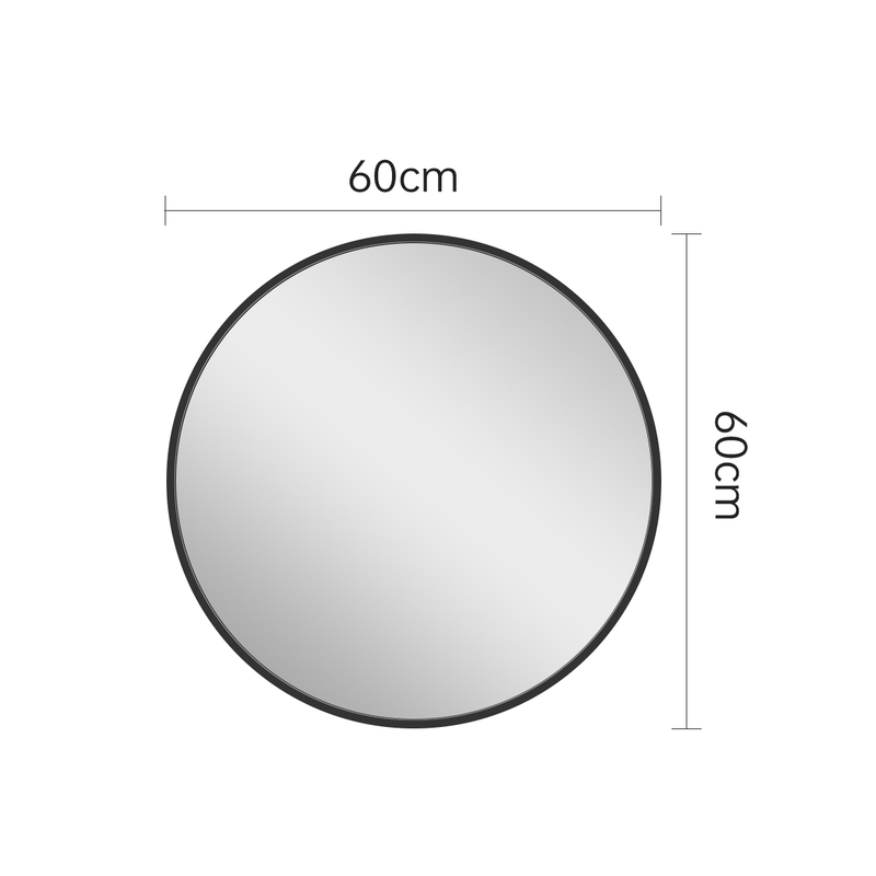 Round mirror with black aluminium frame ⌀600mm, , medium-null