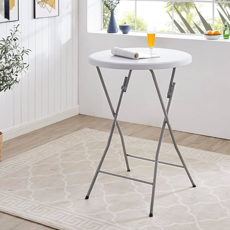Product image: Σετ ψηλό στρογγυλό πτυσσόμενο τραπέζι 80x110cm με 2 καρέκλες από ανοξείδωτο χάλυβα, , medium-null