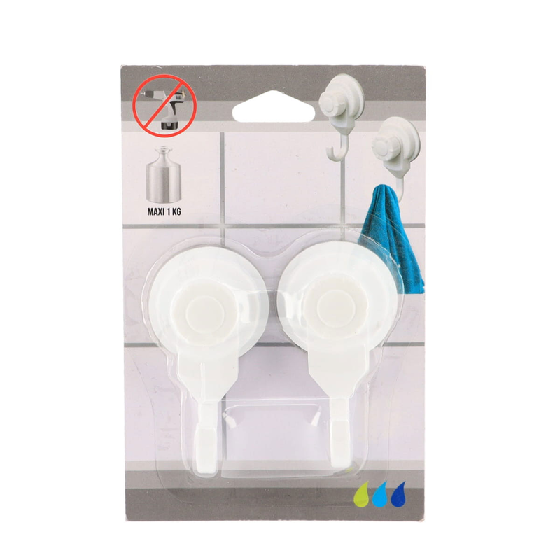 Product image: Tendance set 2 hooks suction cups white, , medium-null