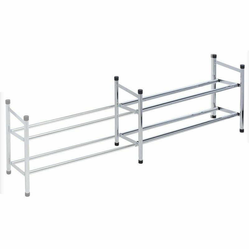 Shoe rack with 2 layer 62-115cm telescopic, , medium-null
