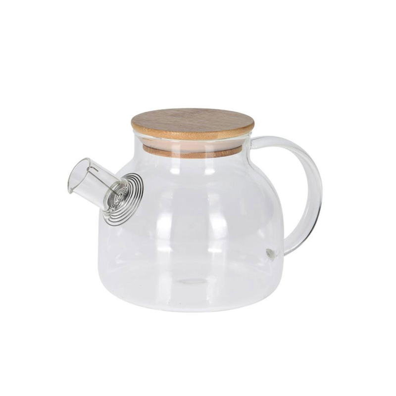 Product image: Τσαγιερα borosilcate γυαλι με καπακι μπαμπου 1l, , medium-null