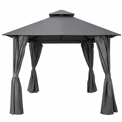 L.h garden gazebo with double roof 3x3m anthracite, Anthracite, medium