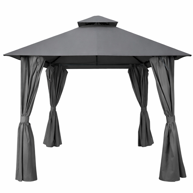 L.h garden gazebo with double roof 3x3m anthracite-null