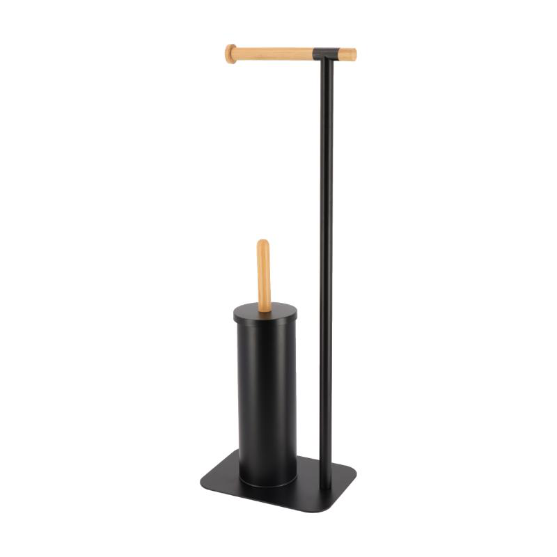 Product image: Tendance freestanding bamboo toilet paper and toilet brush holder - black, , medium-null