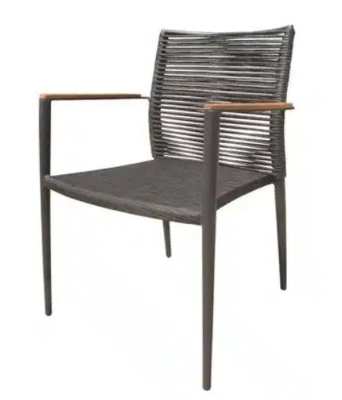 Product image: James καρεκλα αλουμινιου με πλατη απο σχοινι - γκρι, , medium-null