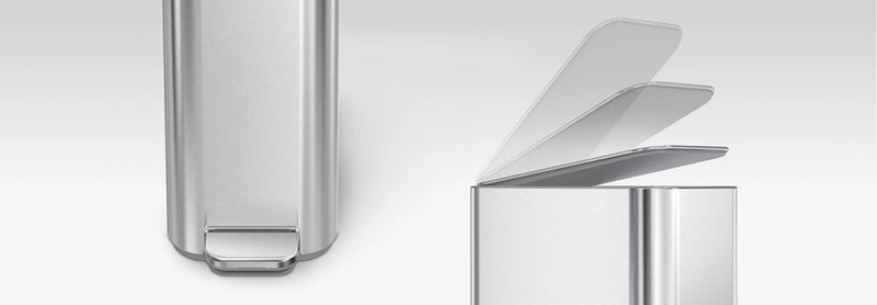 Simplehuman slim pedal bin 5l white steel, , medium-null