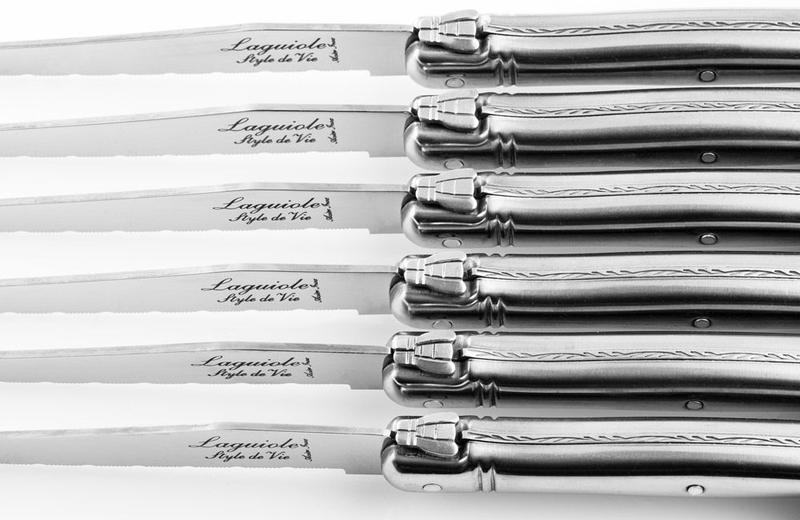 Laguiole premium line set of 6 steak knives stainless steel 1.8 mm in a wooden
block, , medium image number null