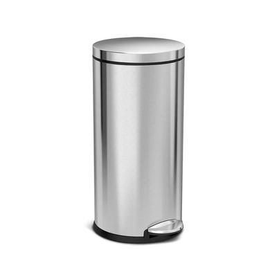30 litre round step can brushed stainless steel