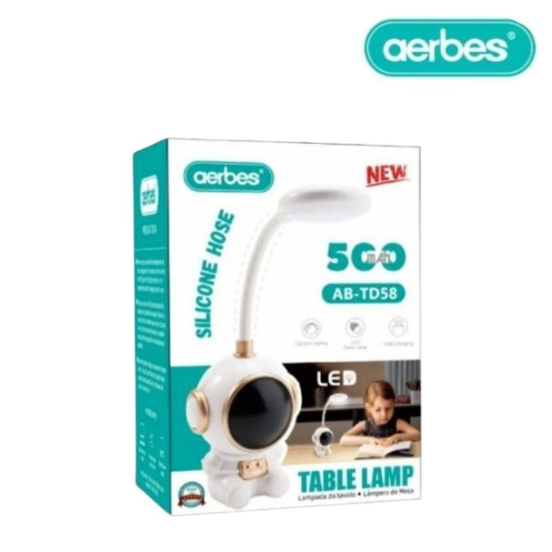 Product image: Aerbes επαναφορτιζόμενη επιτραπέζια λάμπα led αστροναύτης λευκό-ασημί, , medium-null