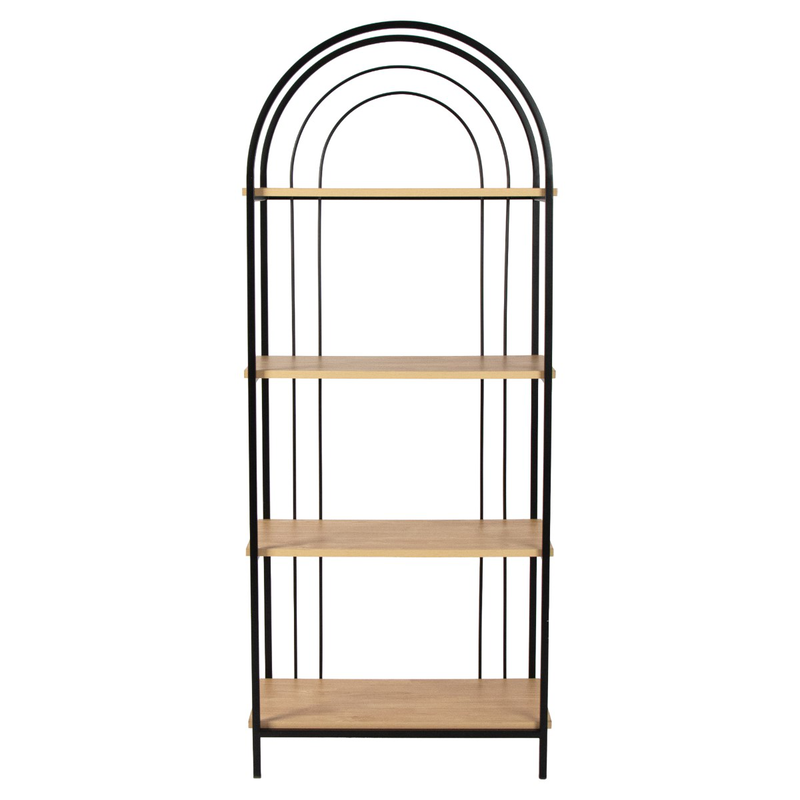 Black metal and wood shelf, , medium-null