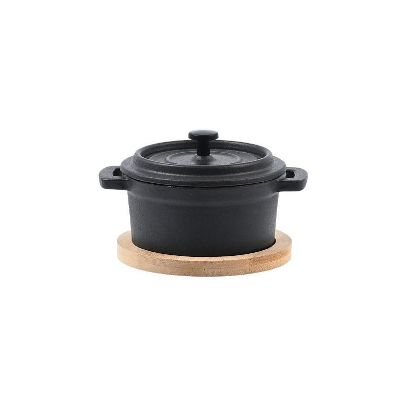 Estia serving pot cast iron 10cm wιτη βαμβοο base, , medium-null