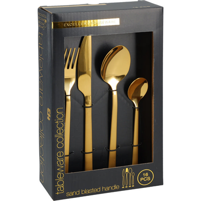 Cutlery set 16pcs - gold, , medium