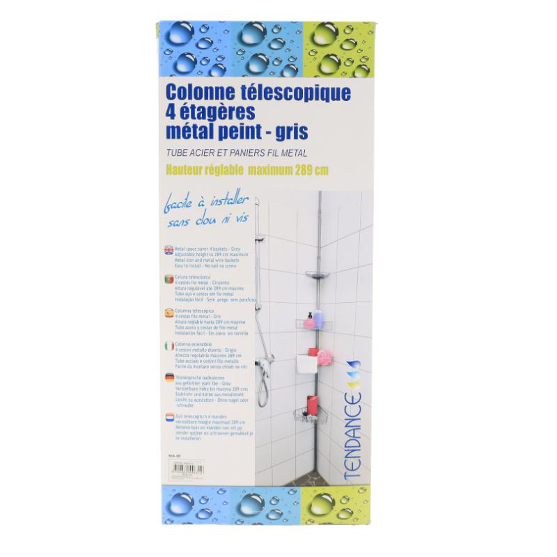 Tendance telescopic shower shelf with 4 shelves metal - grey, , medium-null