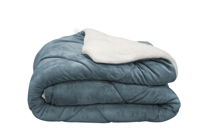 Easy home blanket sherpa flannel 160x220cm blue, , medium