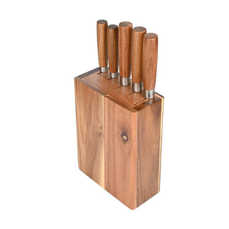 Estia allure stainless steel knives with acacia base 5pcs, , medium-null