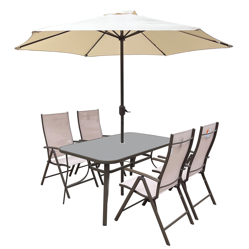 L.h garden 6 pieces garden set (4 chairs, table. Umbrella) beige, , medium image number null