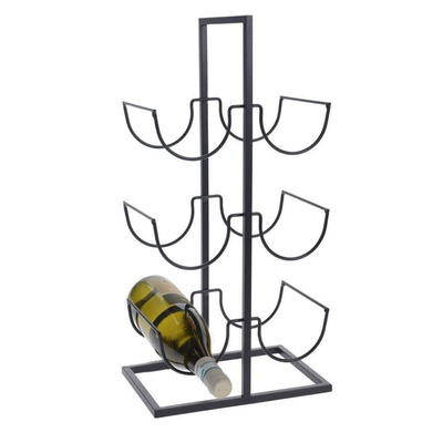 Μεταλλική βάση κρασιών 6 θέσεων 25x18x51cm μοντέρνος & σταθερός σχεδιασμός σε μαύρο ματ, , medium