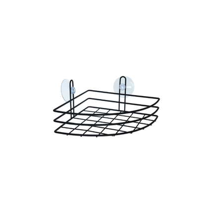 Shelf-basket for bathroom accessories corner black, , medium