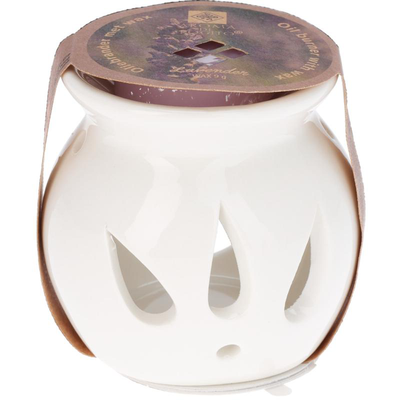 Stoneware oil burner with scented wax - assorted scents, , medium-null