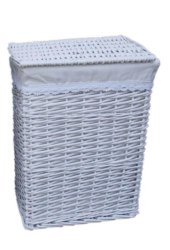 Lida rattan ορθογωνιο καλαθι λευκο μεσαιο με υφασμα 36x26cm, , medium-null