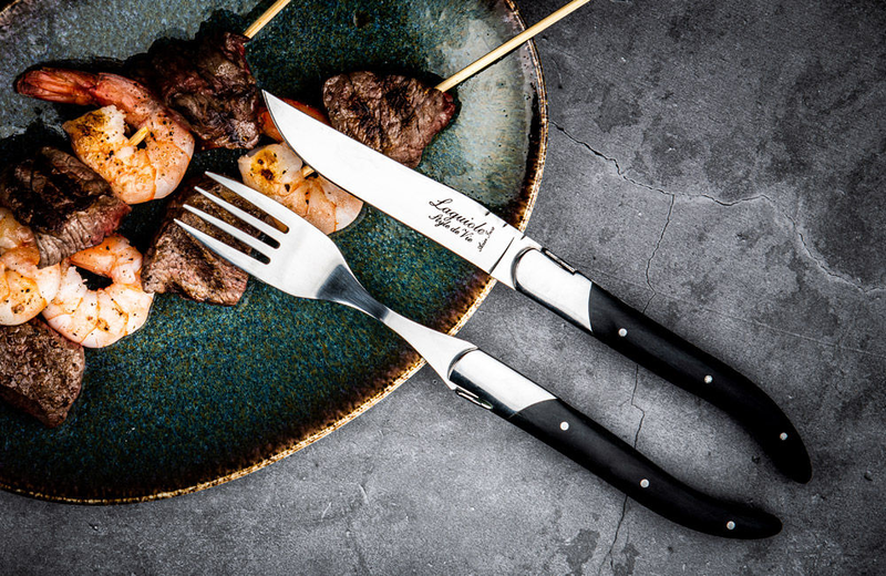 Laguiole luxury line set of 6 steak knives black ebony wood, , medium-null