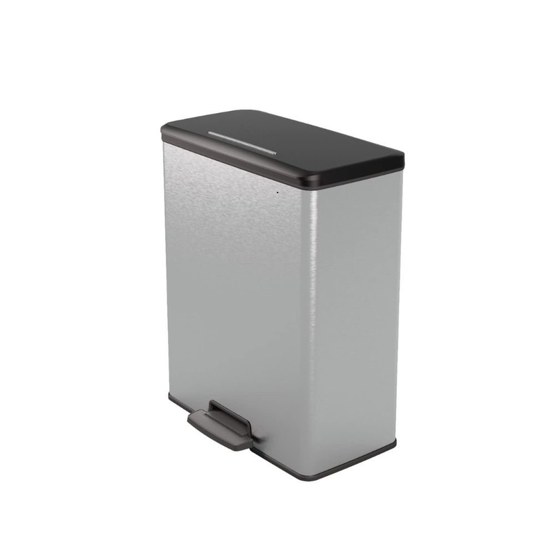 Product image: Curver deco κάδος απορριμμάτων 65l με πεντάλ, ασημί, με soft close & anti-fingerprint επένδυση, , medium-null