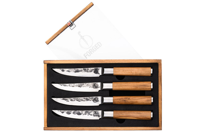 Forged olive wood set of 4pc steak knives 440c japanese steel 11.5cm, , medium