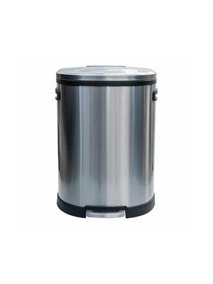 Silver stainless steel waste bin with pedal 50lt, , medium