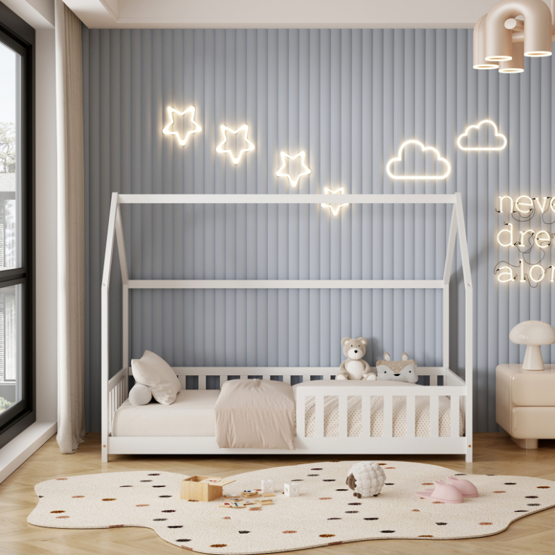 Fence kid bed 90x190cm - white, , medium-null