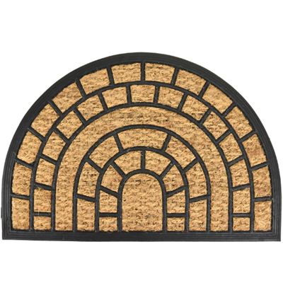 Entrance mat wicker with plastic semicycle 40x70cm, , medium
