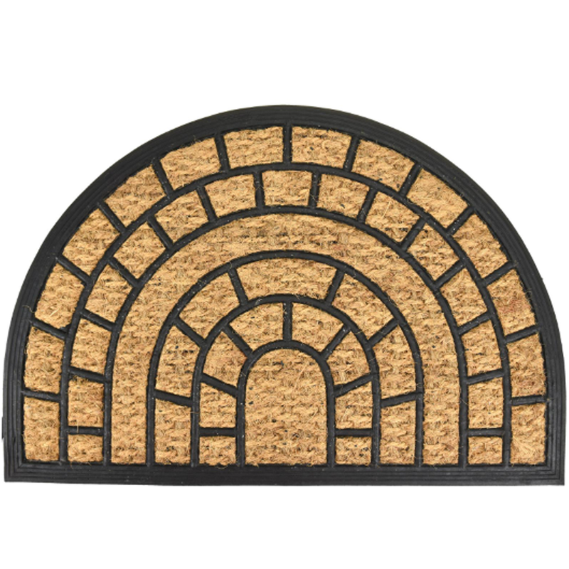 Entrance mat wicker with plastic semicycle 40x70cm, , medium-null