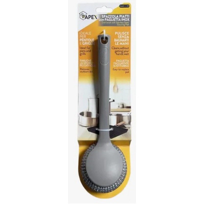 Apex dish brush with stainless steel, , medium-null