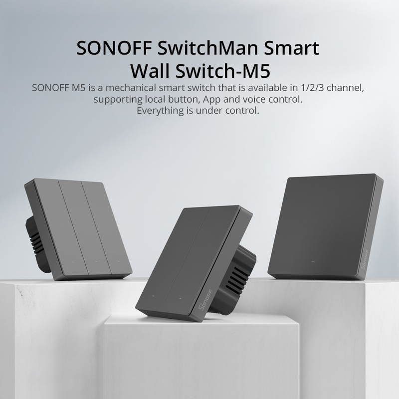 Sonoff m5 uk 3c Wi-Fi smart wall mechanical switch, , medium-null